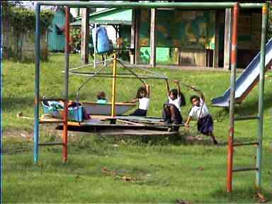 Kids playing in Tortuguero Village