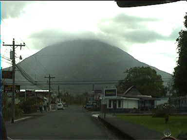 Volcan Arenal, the world's 2nd most active volcano, with peak in clouds from Fortuna