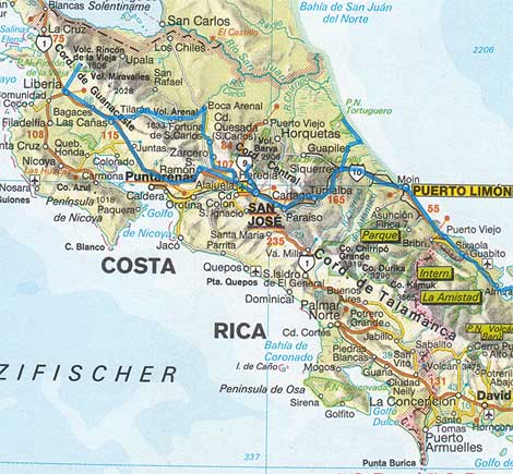 Our route through Costa Rica (the map is clickable)