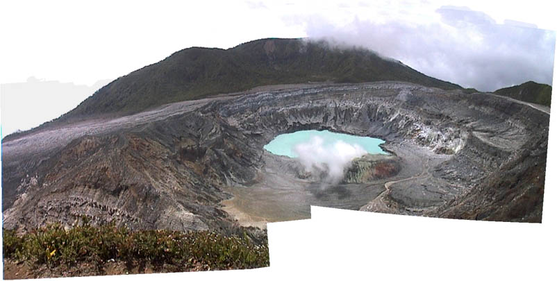 Awesome crater of Volcan Poas, over 1 KM diameter. Lucky view!!