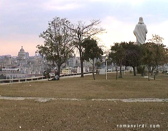 Jesus Status view onto Havana with Capitolio on the horizon