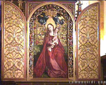Martin Schñngauer's triptych of the Virgin in the Rose Bush inside the gothic ñglise des Dominicains