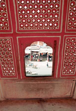 One of the windows of Hawa Mahal from the inside