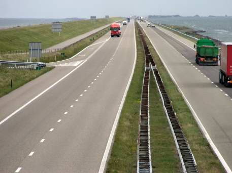On the 30 km long Afsluitdijk (closing dike), at the spot where it was closed in 1932