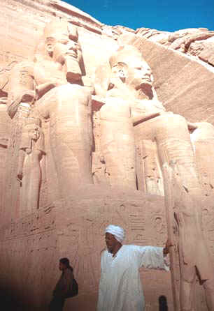 Facade of Abu Simbel with guard