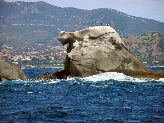 Bizarre stone formation in the sea off Villasimius