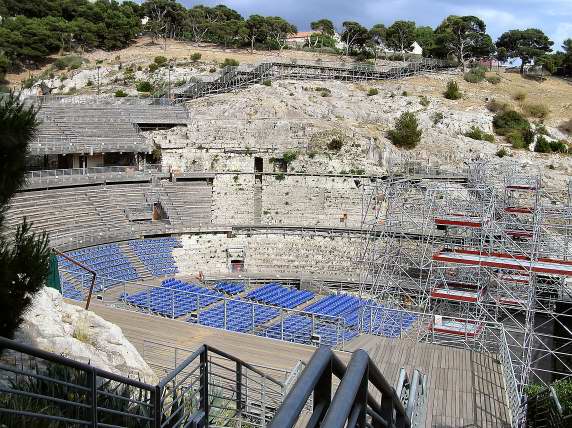 The Roman Amphitheatre in Cagliari is used to this day