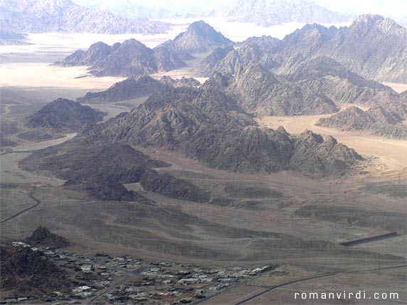 The 
desert hills of the Sinai from the air