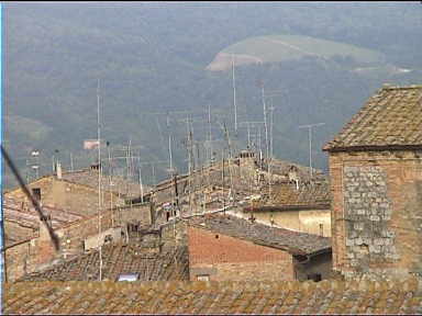 The antennas on the roofs of San Gimignano houses