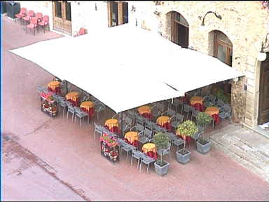 Restaurant viewed from our hotel room in San Gimignano