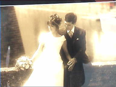 Fontellato photographer displaying one of his Italian kitsch wedding demo pictures...