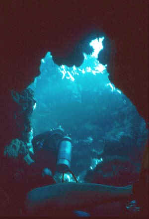  Diving through the small cave at Ras Mohammed