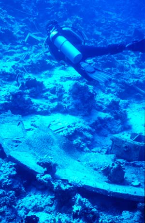 Some of the wreckage of the sunken Egyptian boat at 'White Knight'