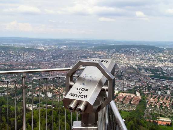 Look down on Zurich from the tower on ñetliberg