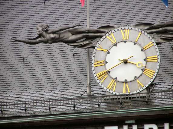 The clock over the train station of Enge