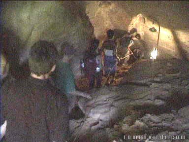 At Poço Encantado, steep path leading down into the immense cavern