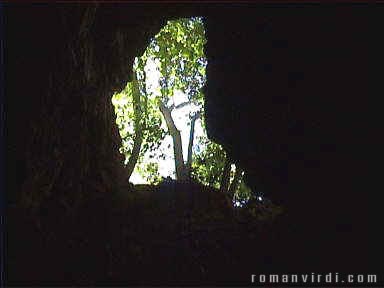 Looking up at entrance to Poço Azul