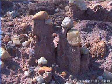 The whole area was covered with these strange sand pillars having stones on them!