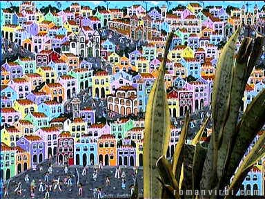 You'll find a lot of these typical wonderful naive paintings of Pelourinho in Salvador