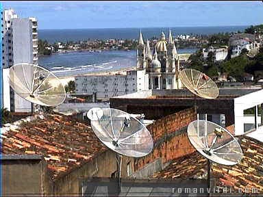 Cathedral and satellite dishes