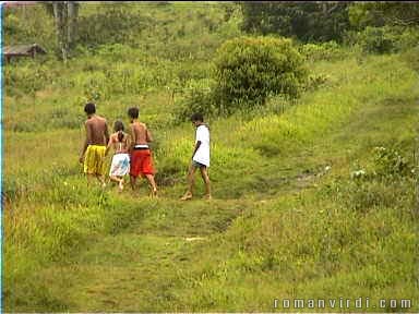 Kids walking to the waterfalls