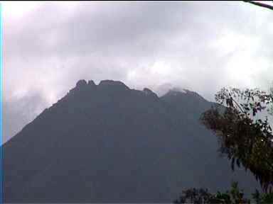 Rare cloud-free jagged top of Arenal, Costa Rica