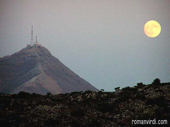 Nighttime view from our Room at Paradisio in Stavros