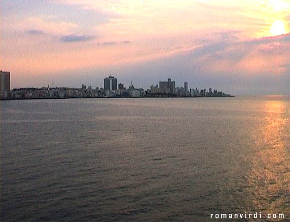 Havana skyline at sunset from El Moro Fort