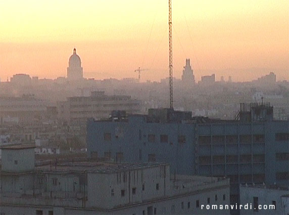 Capitolio and Cathedral in the distance at sunrise