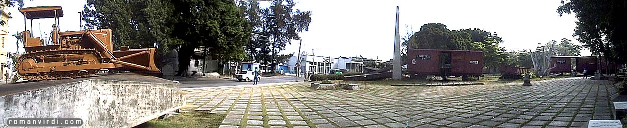 Bulldozer used by Che to wreck railway tracks and some of the railway wagons filled with Batista's troops which were derailed