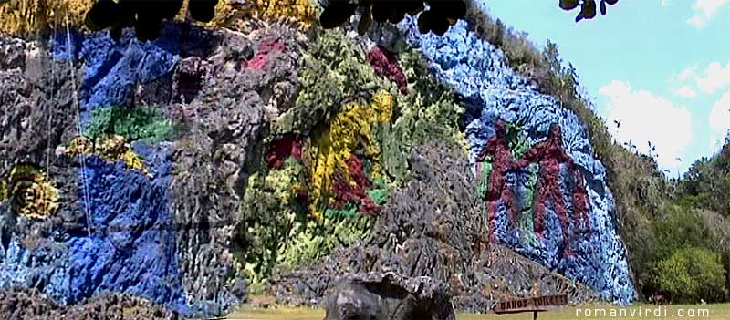 The Mural de la Prehistoria painted on a Mogote at Viñales