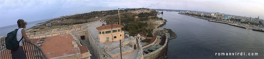 View from El Moro Lighthouse onto Havana Harbour at right