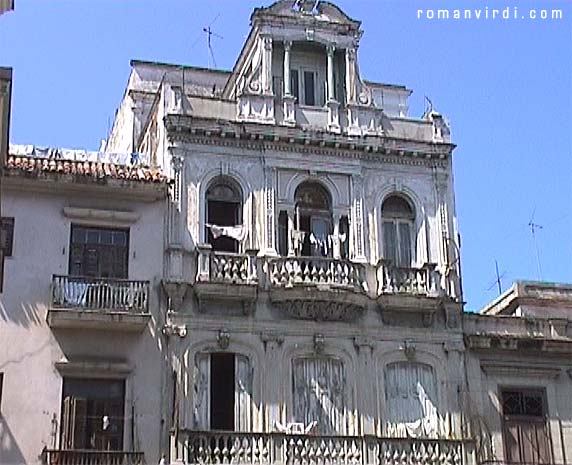 Old stylish colonial building in poor state of repair