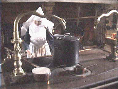 The kitchen in Hñtel Dieu. Look at the marvelous swans' heads