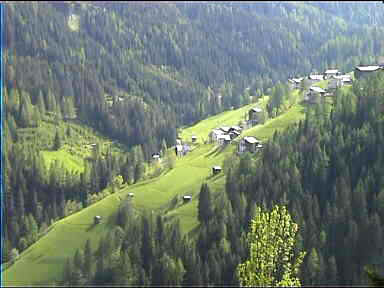 Looking down into a green valley