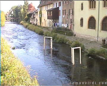 Doorframes in the middle of La Thur river in Thann