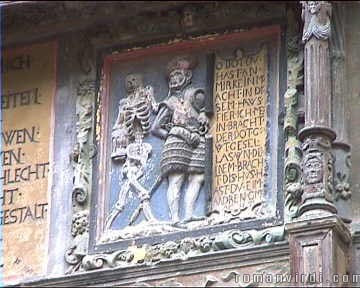 Plaque above the house of a wealthy businessman in Riquewihr