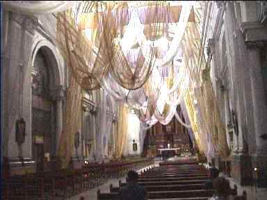 Guatemala City church decoration for Semana Santa