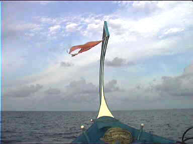 Local boats called Dhonis have a very characteristic look