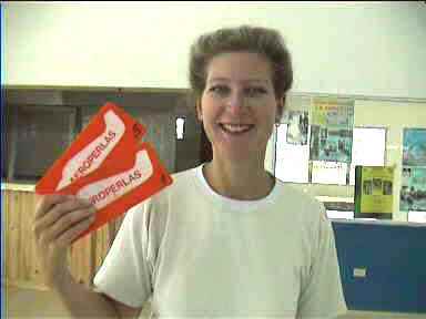 Our "Boarding Passes" are actually thick reusable plastic slabs, Bocas del Toro "International Airport", Panama