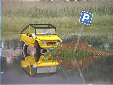 Car parked after rains at Javea