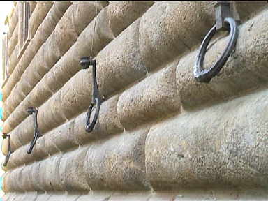 Large iron rings can be found on many of the old buildings