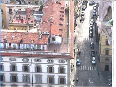 Look down onto the streets from the Campanile