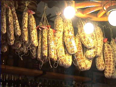 Salami inside the shop