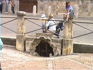 This is where the water flows into from the sloping Il Campo