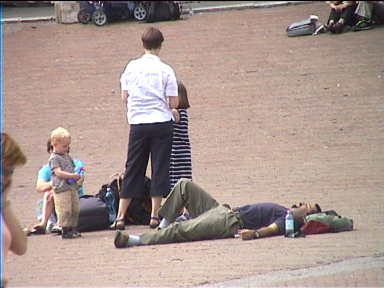 Tourists relax at Il Campo