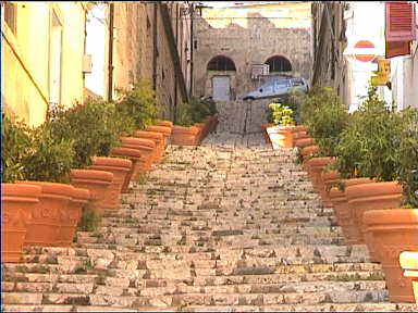 Up the stairs on the way to Villa dei Mullini, one of Napoleaon's Villas in Portoferraio. This one is open to the public