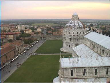 Looking down from the tower