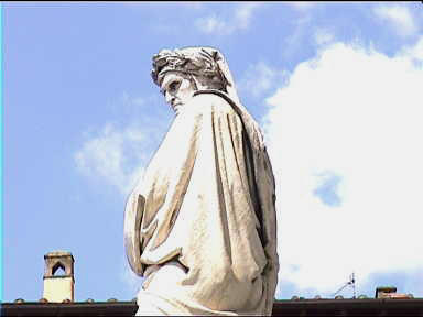 Dante watching the goings on outside Santa Croce