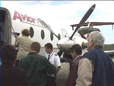 Boarding our small plane to Merida in Caracas